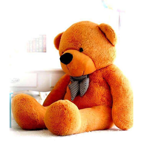 5 Feet Golden Brown Big Smile Bow Teddy Bear